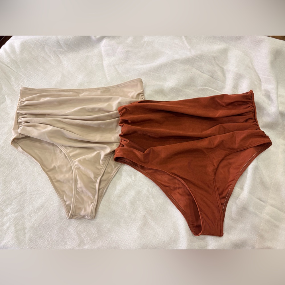 SHEIN Two-Tone High Waist Bikini Bottoms